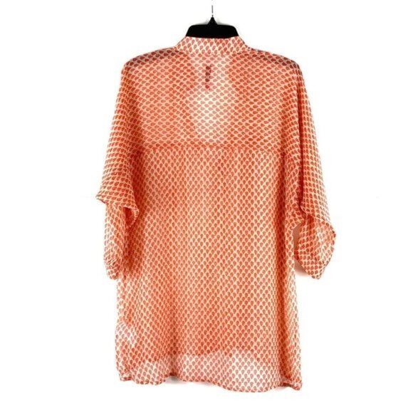 Plenty by Tracy Reese 100% Silk Sheer Top 3/4 Sleeve Size Small Oversized Fit - Picture 3 of 12
